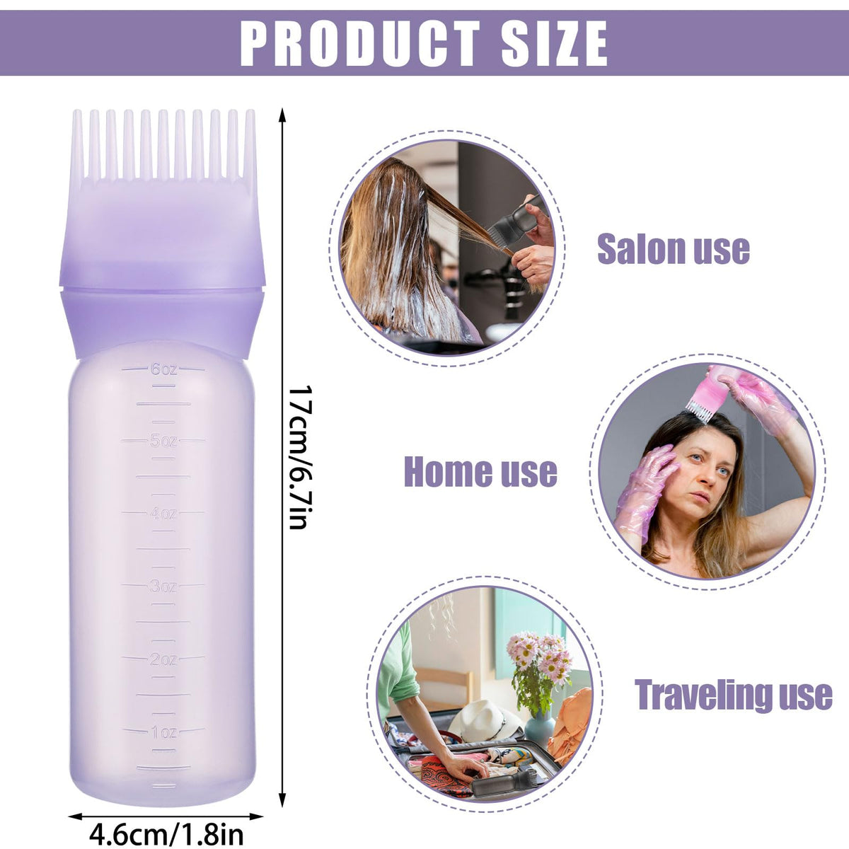 Squeezable hair oiling bottle with root comb teeth cap for direct scalp application.
