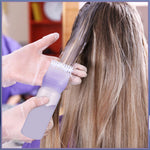 Lightweight and washable plastic root applicator bottle for mess free home hair coloring.