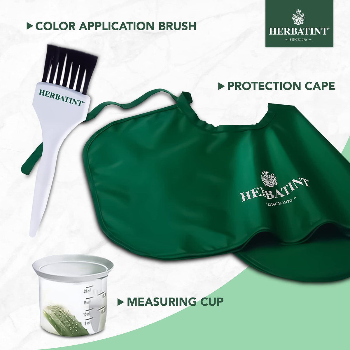 Professional hair dye applicator brush and measuring cup