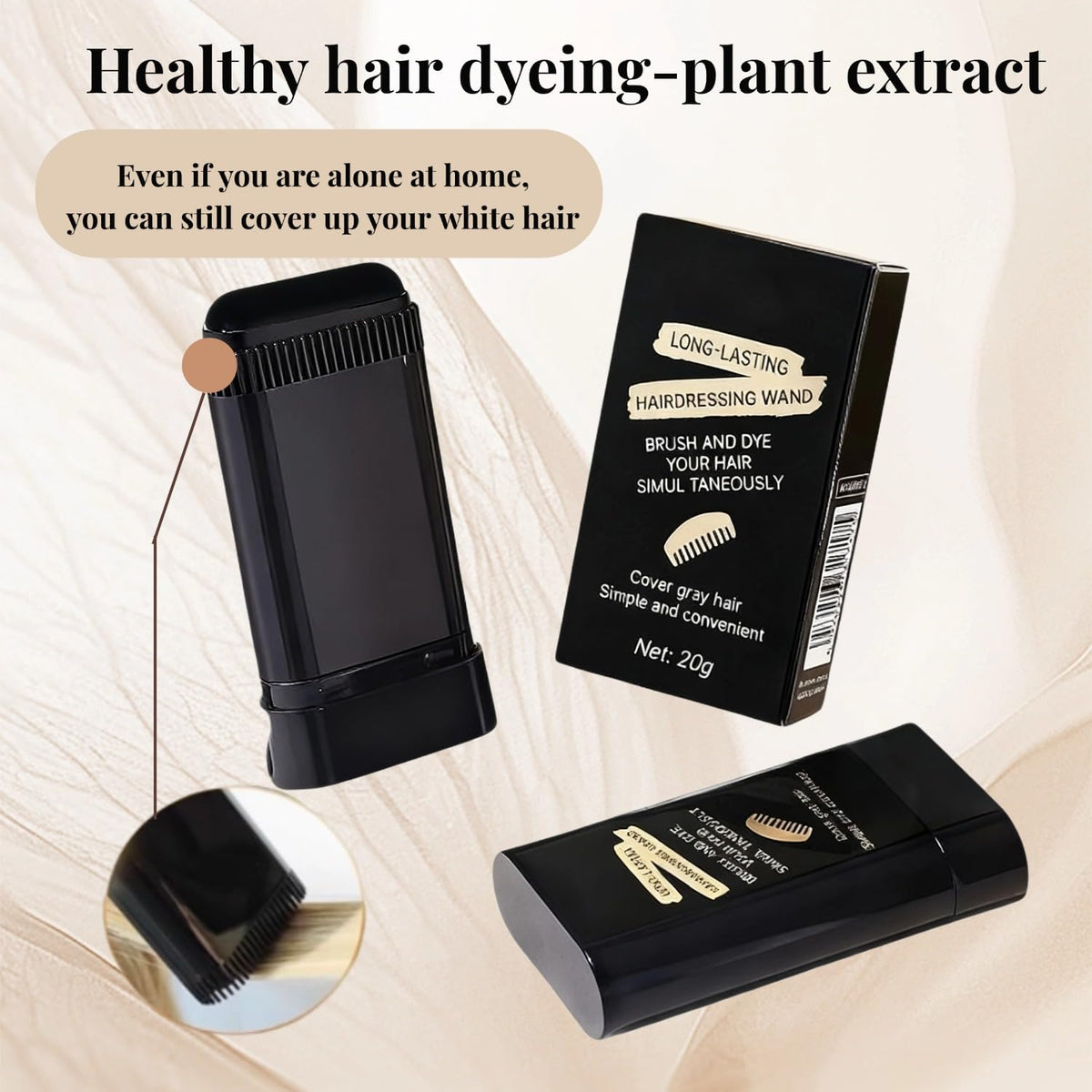 Close up of 2-in-1 hair dye stick applicator comb