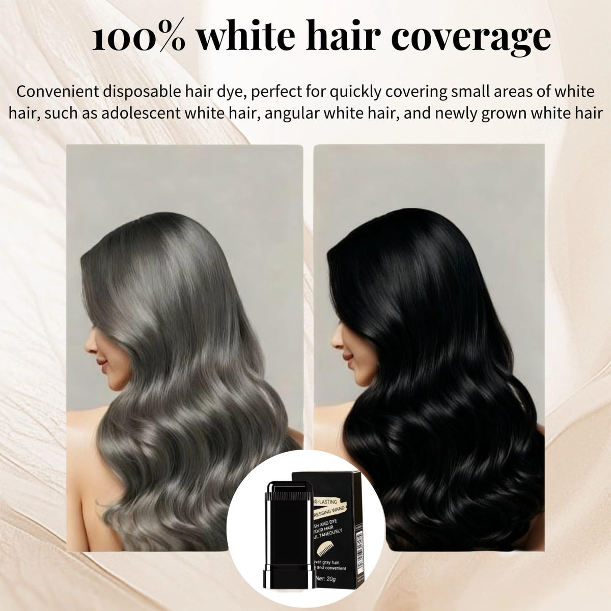 Portable hair dye stick in black for men and women