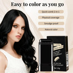 Demonstration of hair dye stick covering white roots