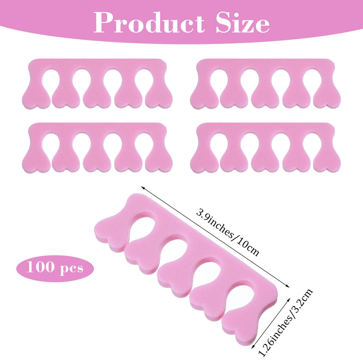 Soft pink EVA foam toe dividers for nail art manicure