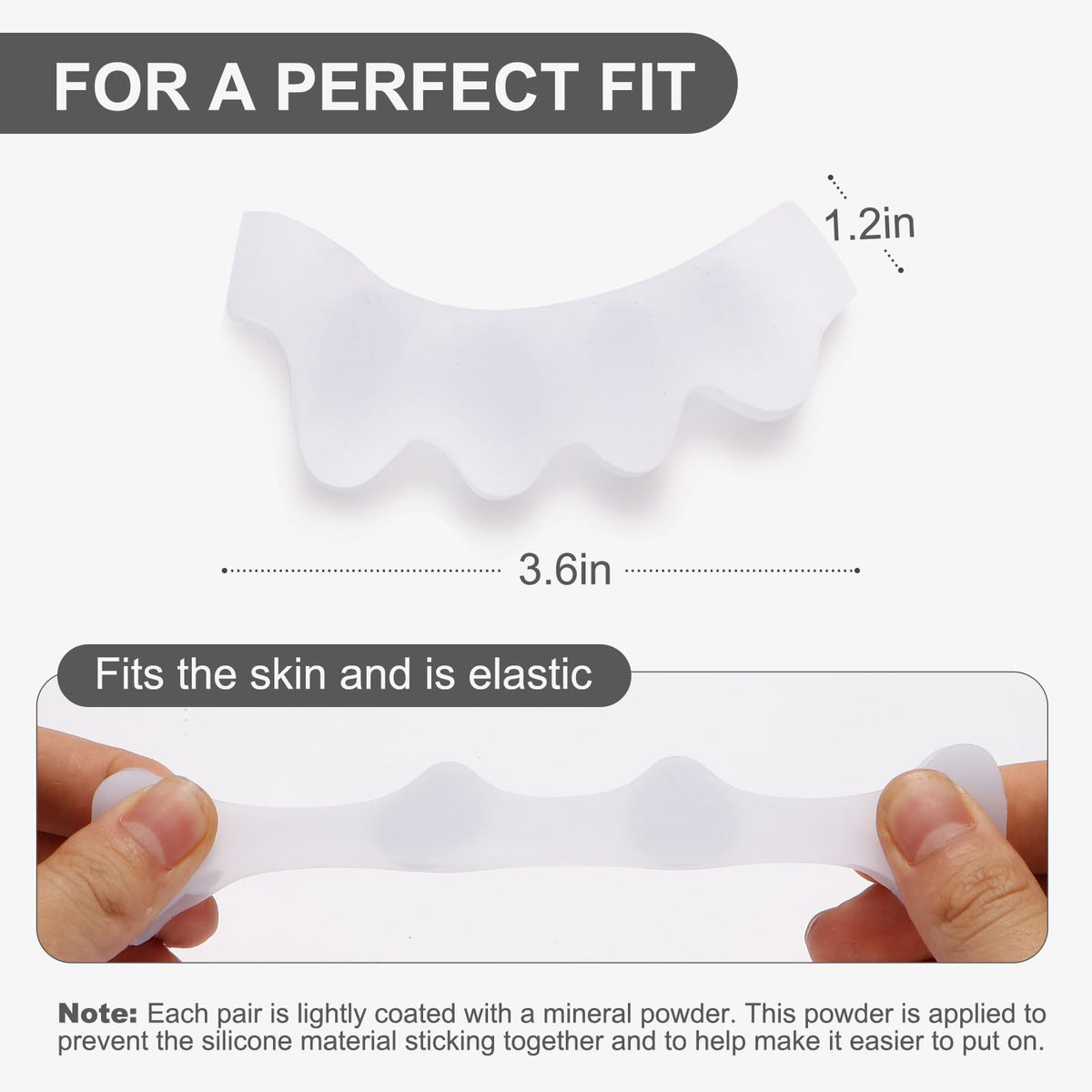 Close up of medical grade silicone toe separators