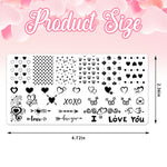 Close up of Alibbon heart and love themed nail stamping templates