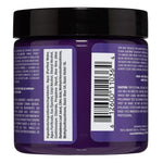 Side view of the vegan ammonia free purple hair dye jar detailing the product benefits and application instructions.