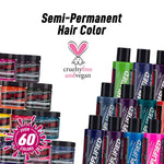 Authentic imported USA hair color tub placed alongside hair coloring accessories like a tint brush and bowl.