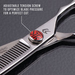 Adjustable tension screw mechanism on the Katana Classic professional hair shears