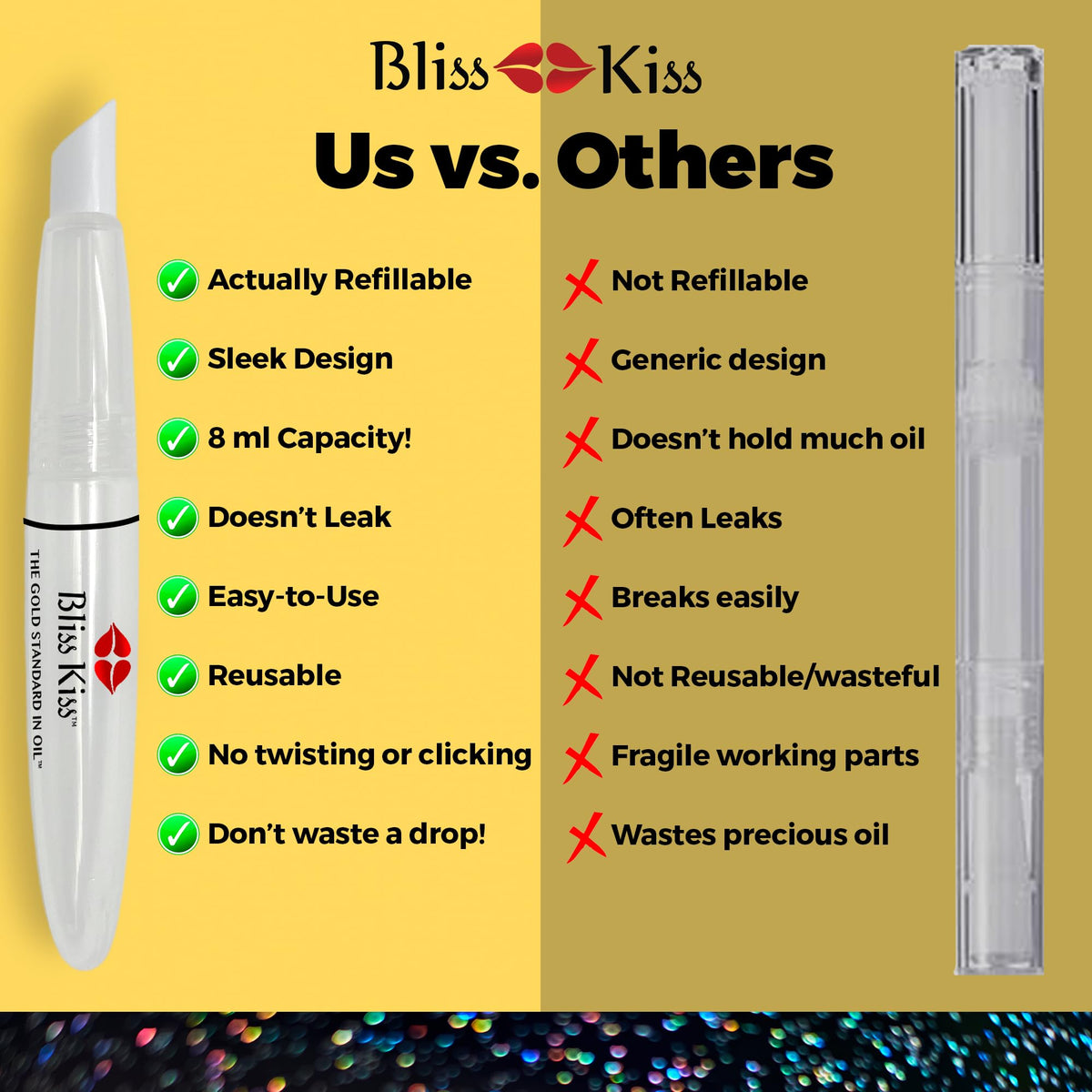 Refillable squeeze pen for cuticle oil portable size