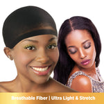 Donna wig cap showing high elasticity and stretch material
