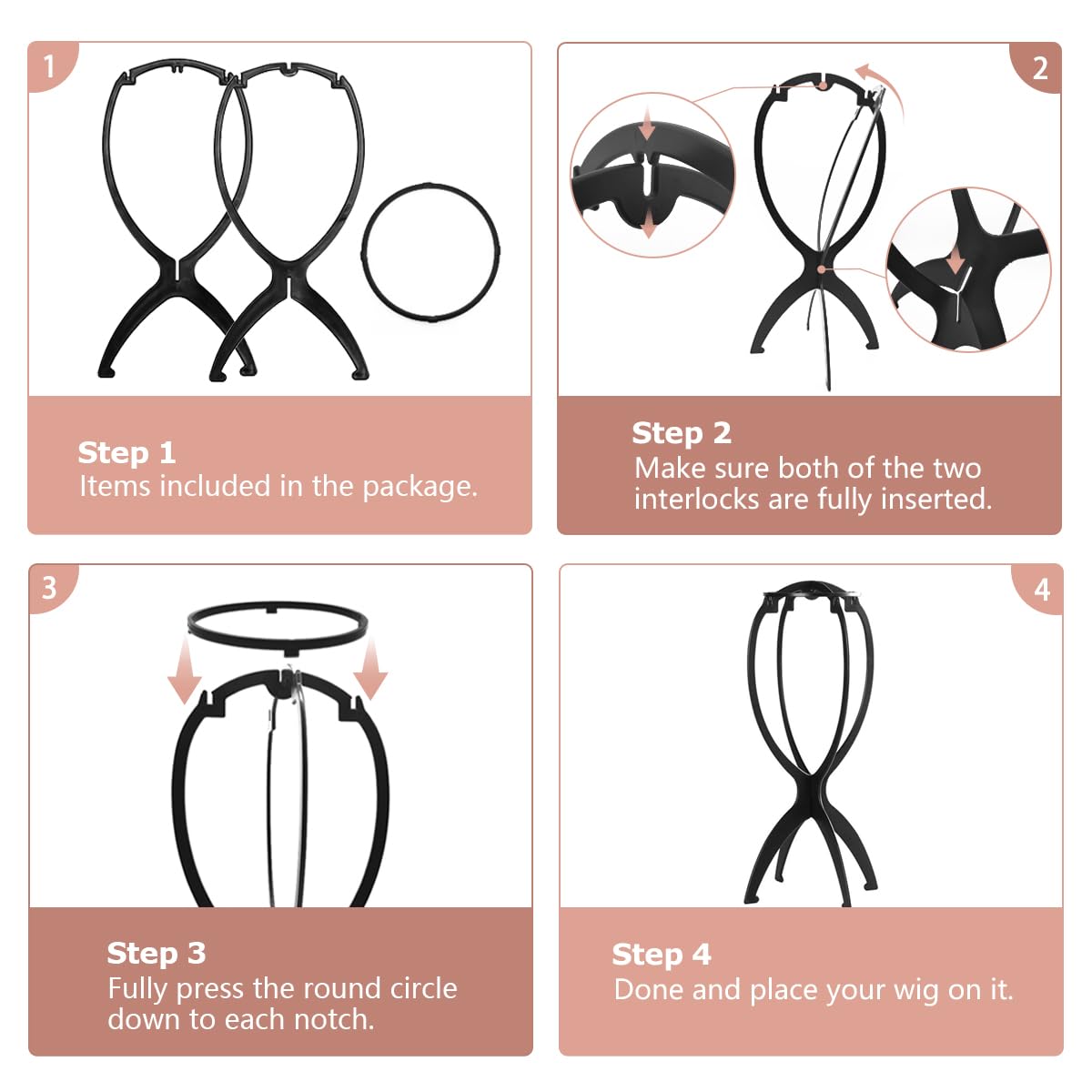 Dreamlover multiple wigs display tool highlighting the top circular support ring.