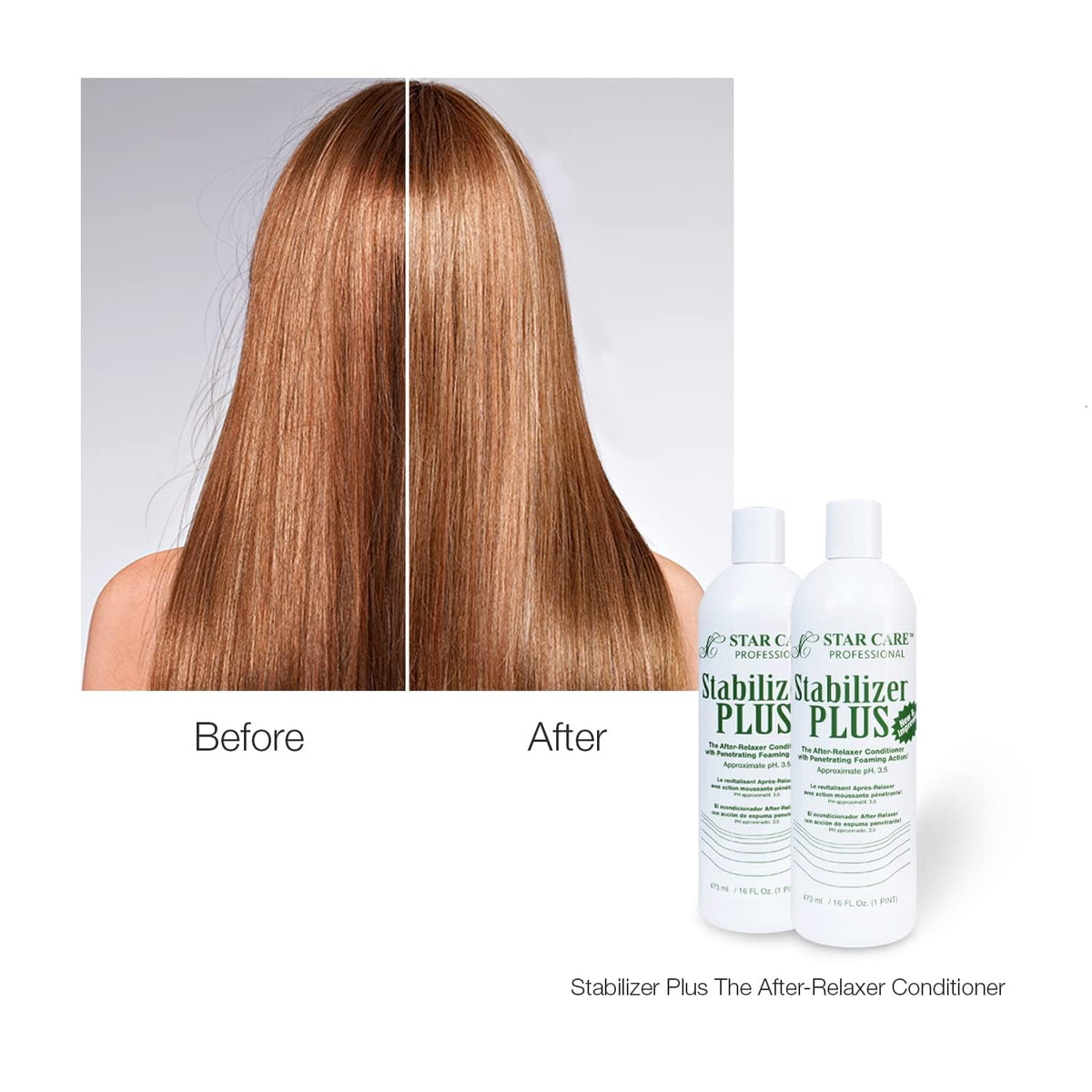 Close up look at the product label detailing the approximate pH three point five benefit.