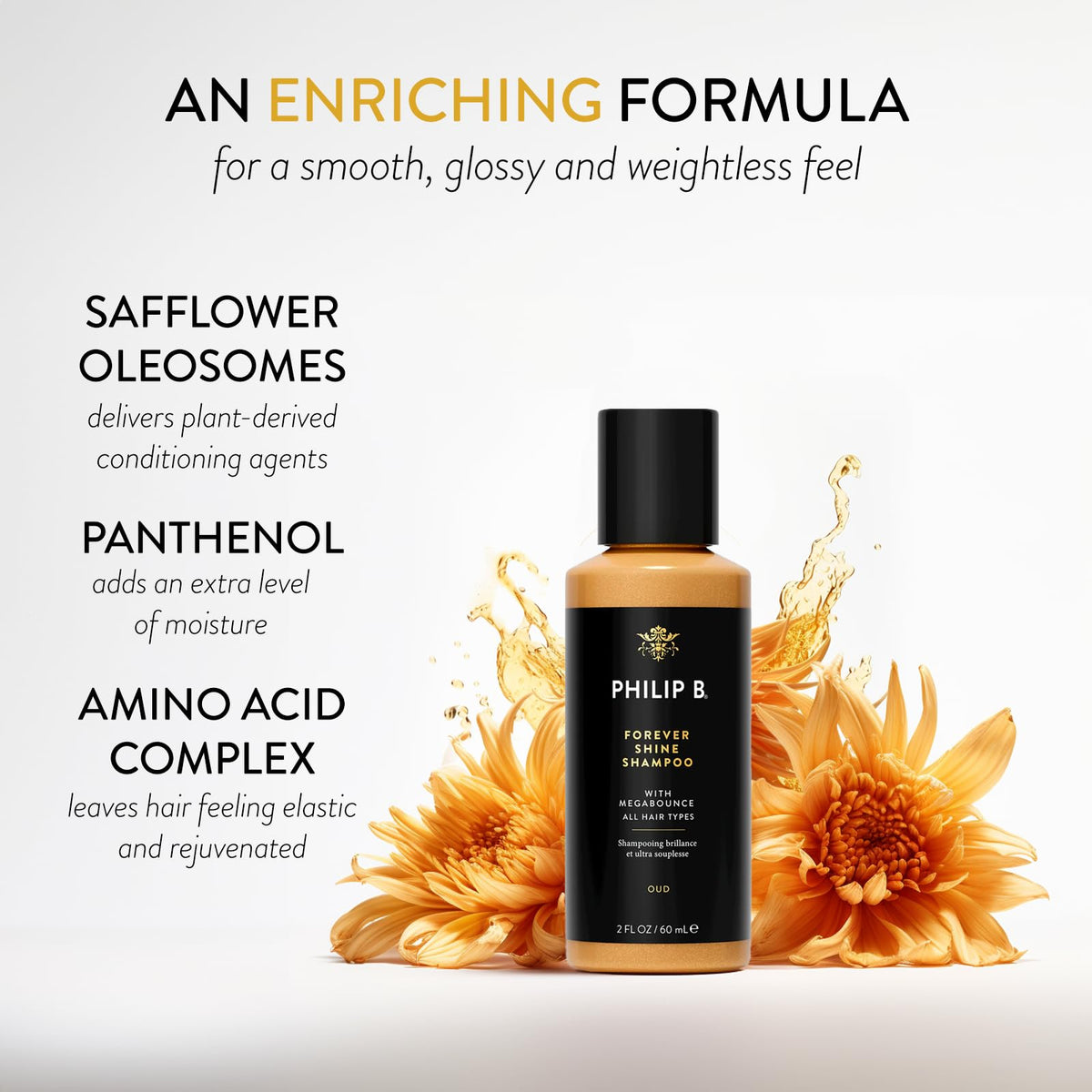 Back label details of Philip B volumizing cleanser with directions and ingredients list