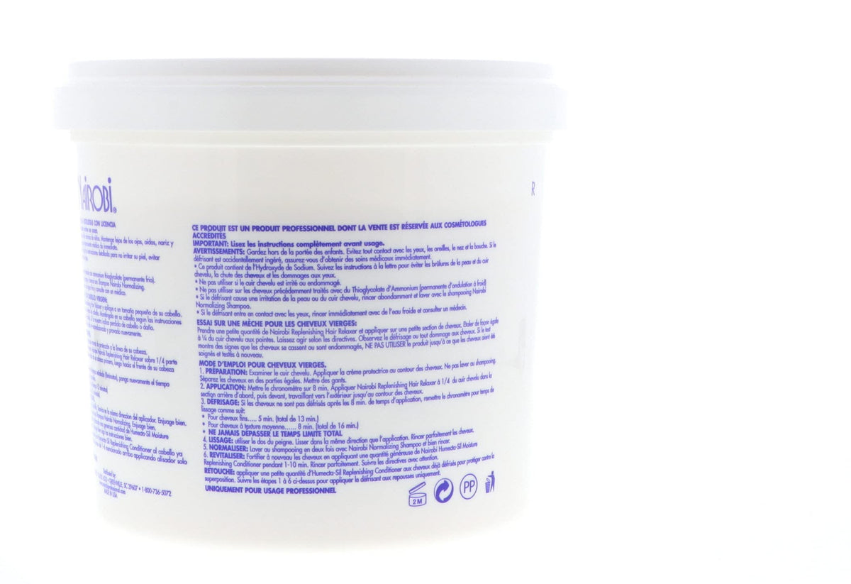 Side view of large Nairobi replenishing hair relaxer regular formula tub