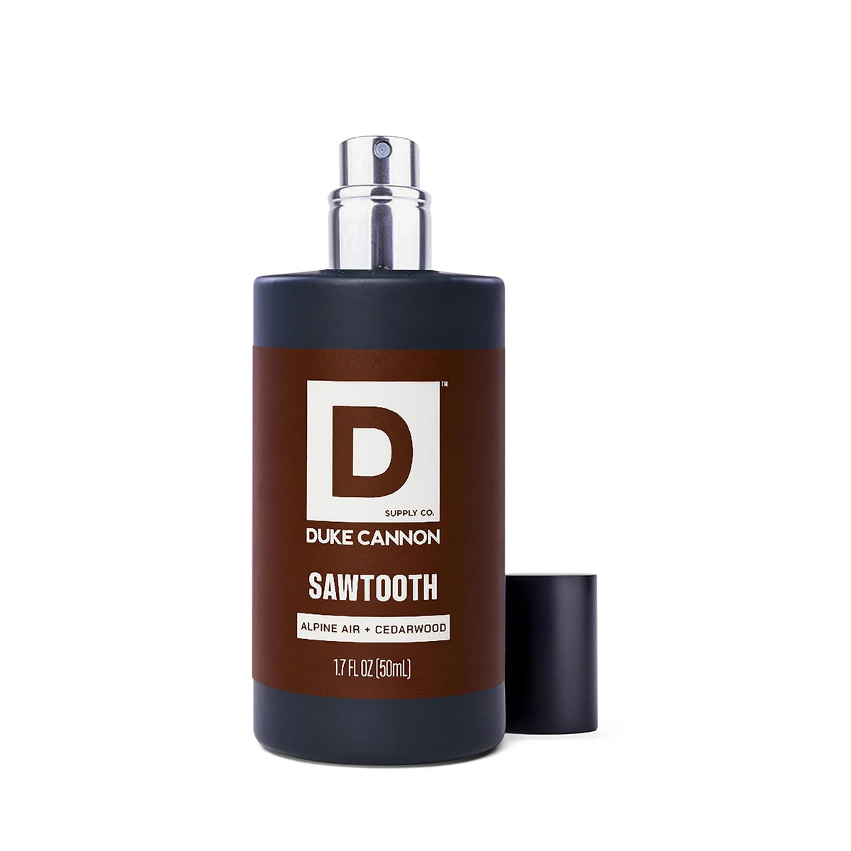 Duke Cannon Sawtooth woodsy scent cologne bottle