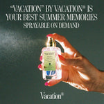 Vacation sunscreen inspired perfume displaying the outer label design