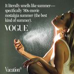 Side view of the Vacation one fluid ounce glass fragrance spray bottle