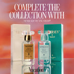 Vacation signature beach coconut perfume bottle placed on a clean background