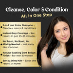 Herbishh dark brown permanent hair color shampoo showing back labels and ingredients list