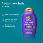 Thickening shampoo for fine hair 13 fluid ounce purple bottle on clean background