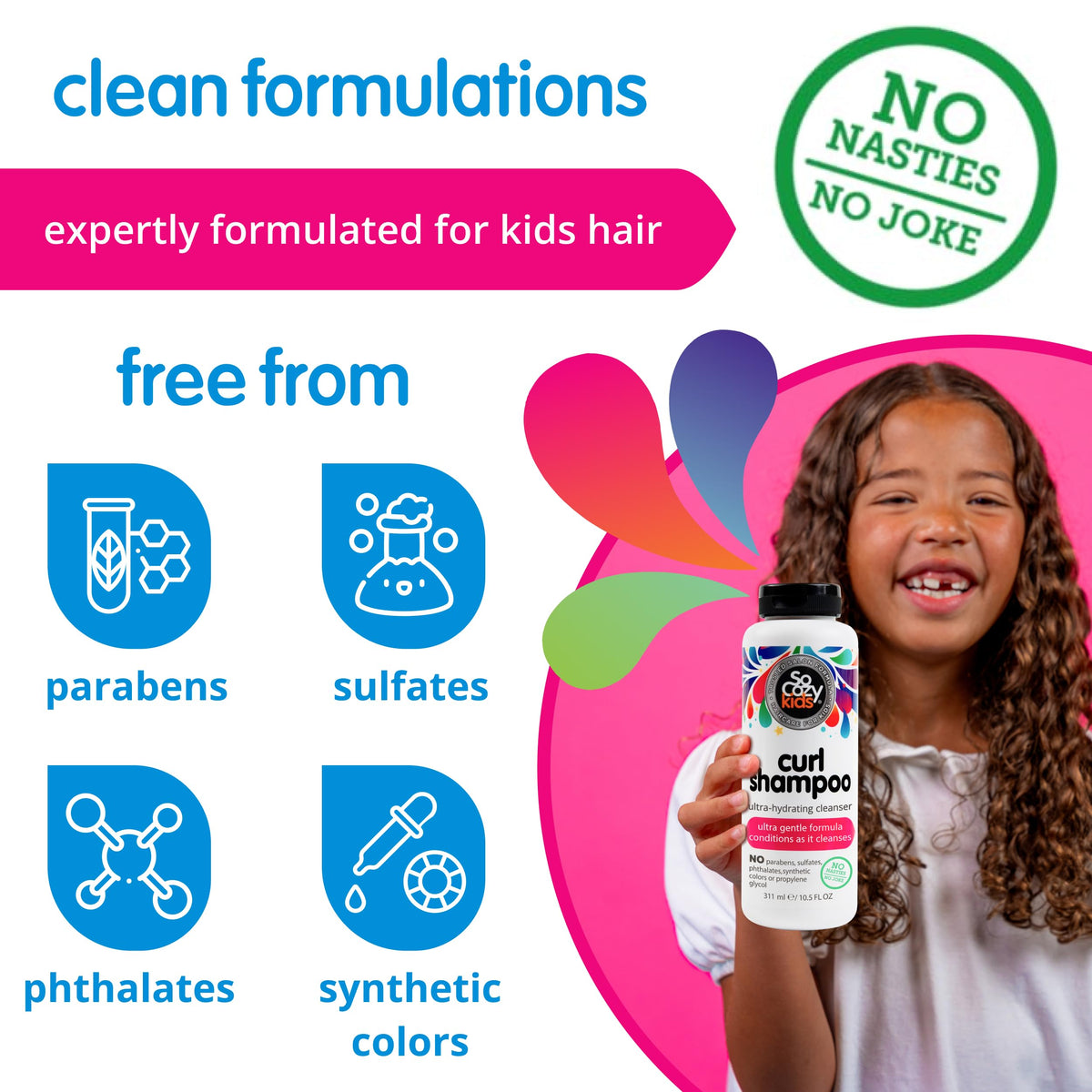 Premium imported USA haircare for managing kids curly textures gently