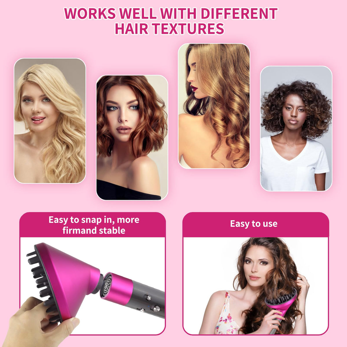 Packaging layout of the Vanvany large hair dryer diffuser attachment for home salon use