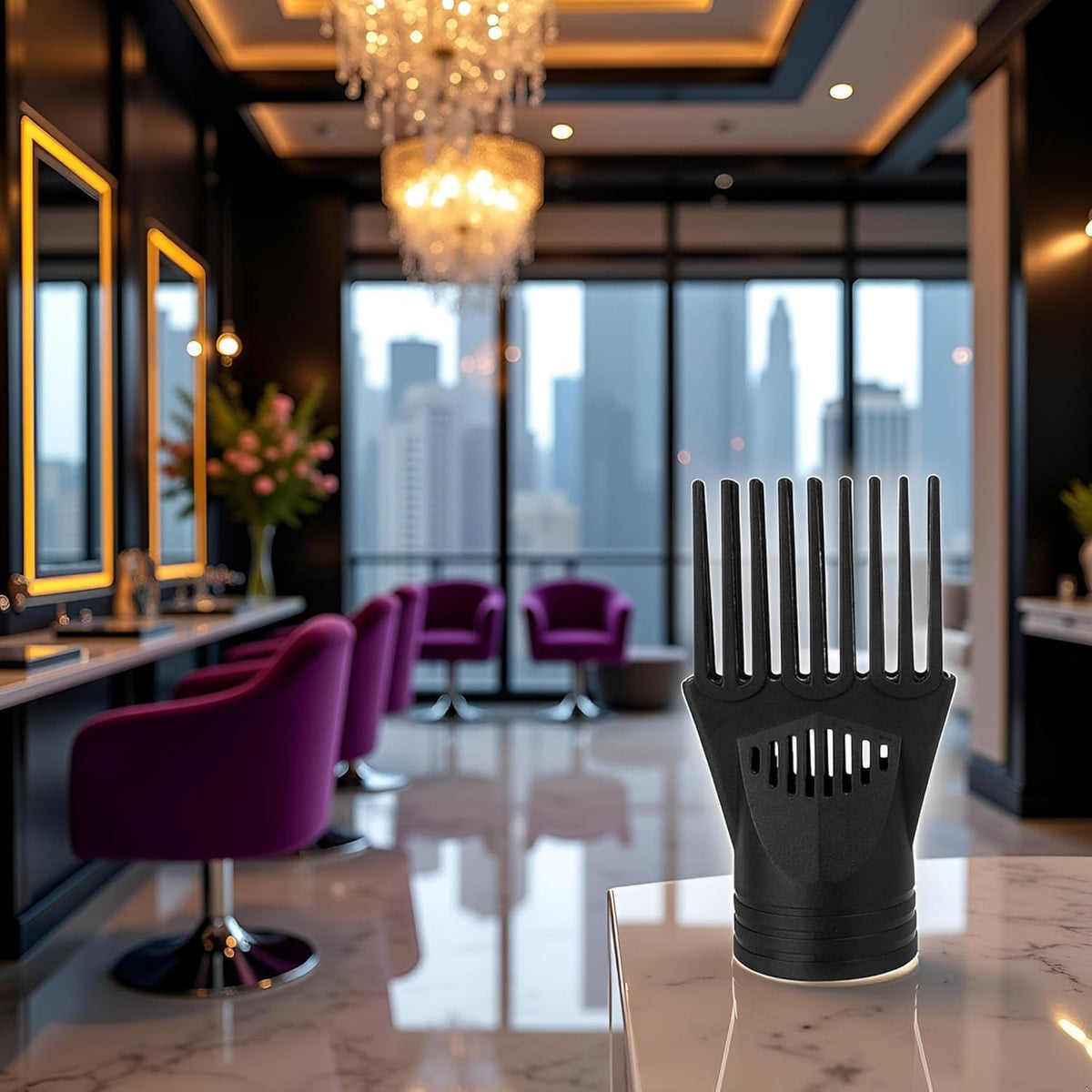 Black plastic hair dryer accessory for natural hair