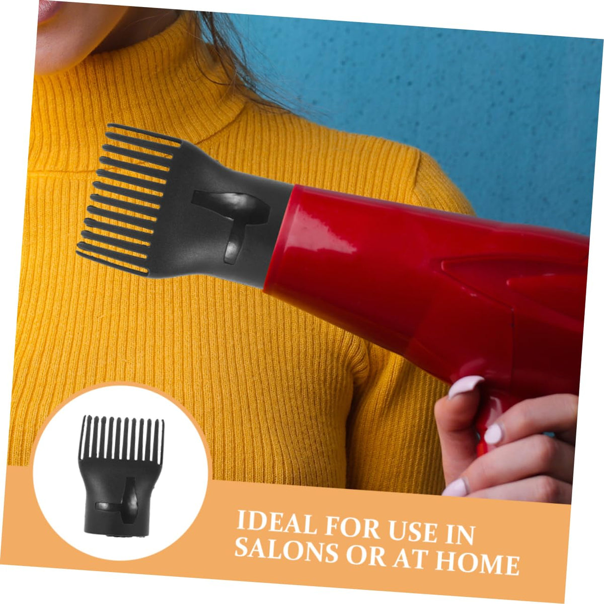 Black hair dryer diffuser comb set in packaging