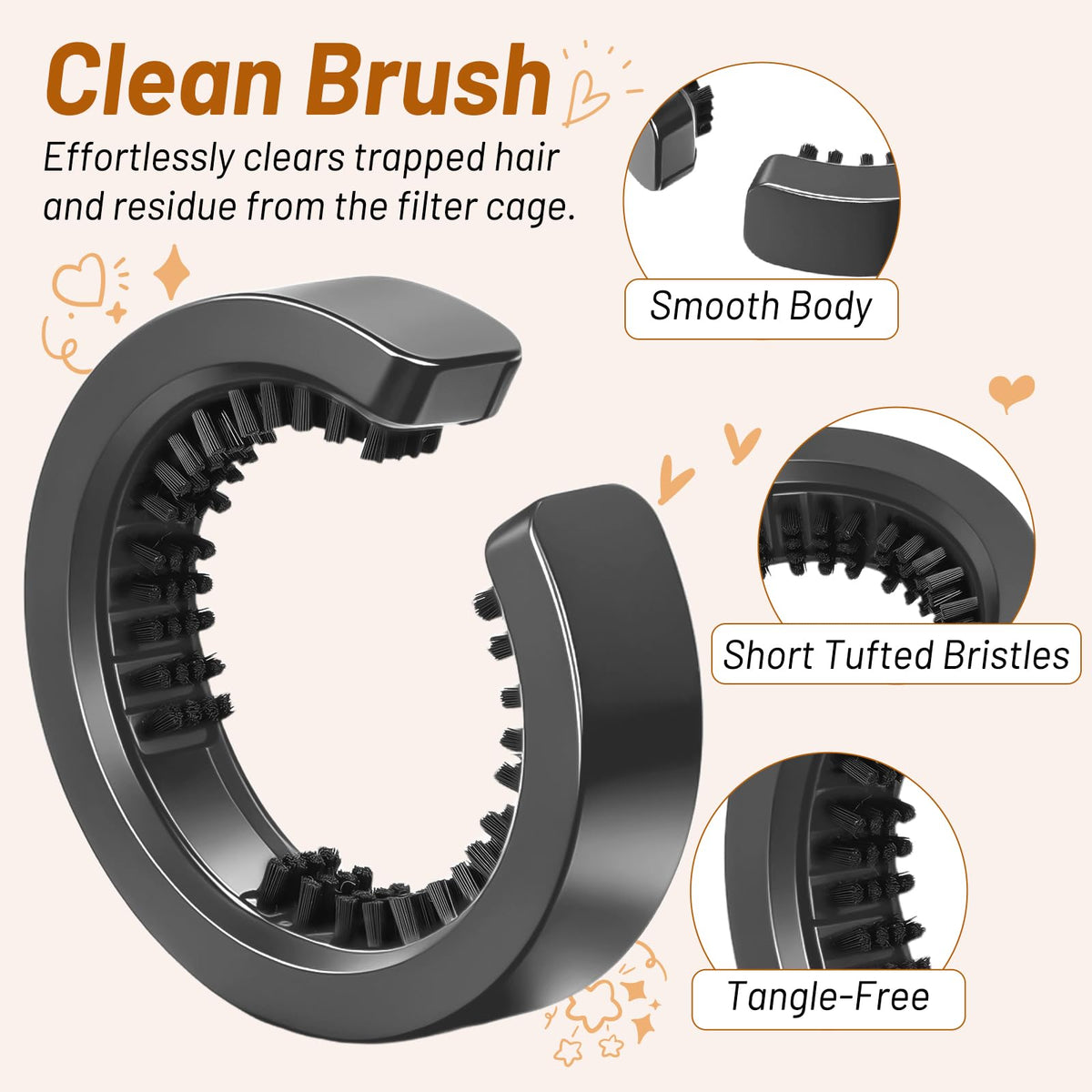 Gray plastic AFDD cleaning brush for Shark hair care systems