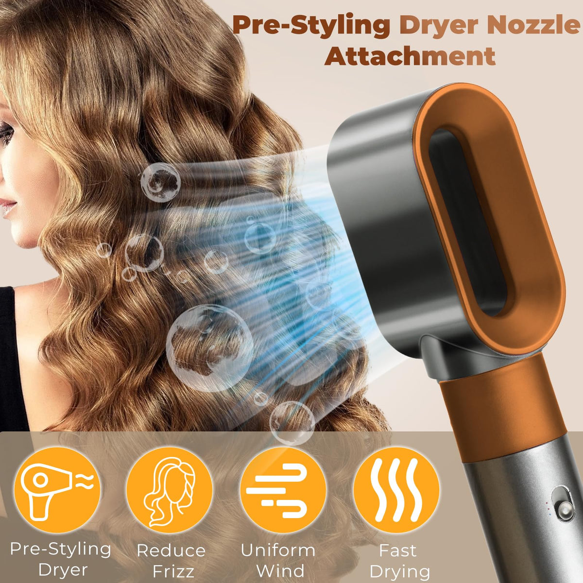Side profile of Moupaa dryer attachment for Dyson HS01 HS05