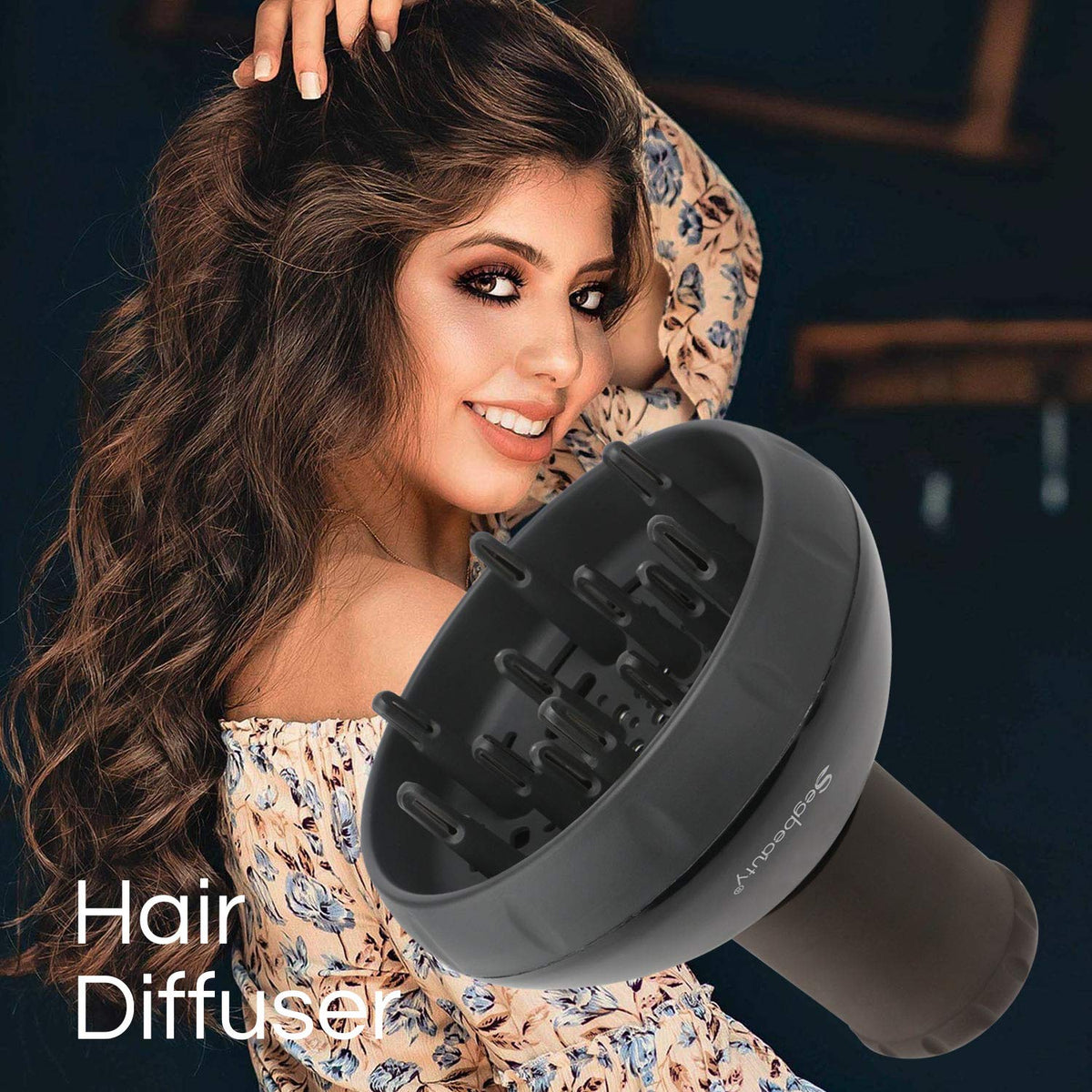 Segbeauty curly hair diffuser package layout highlighting nozzle measurement specifications
