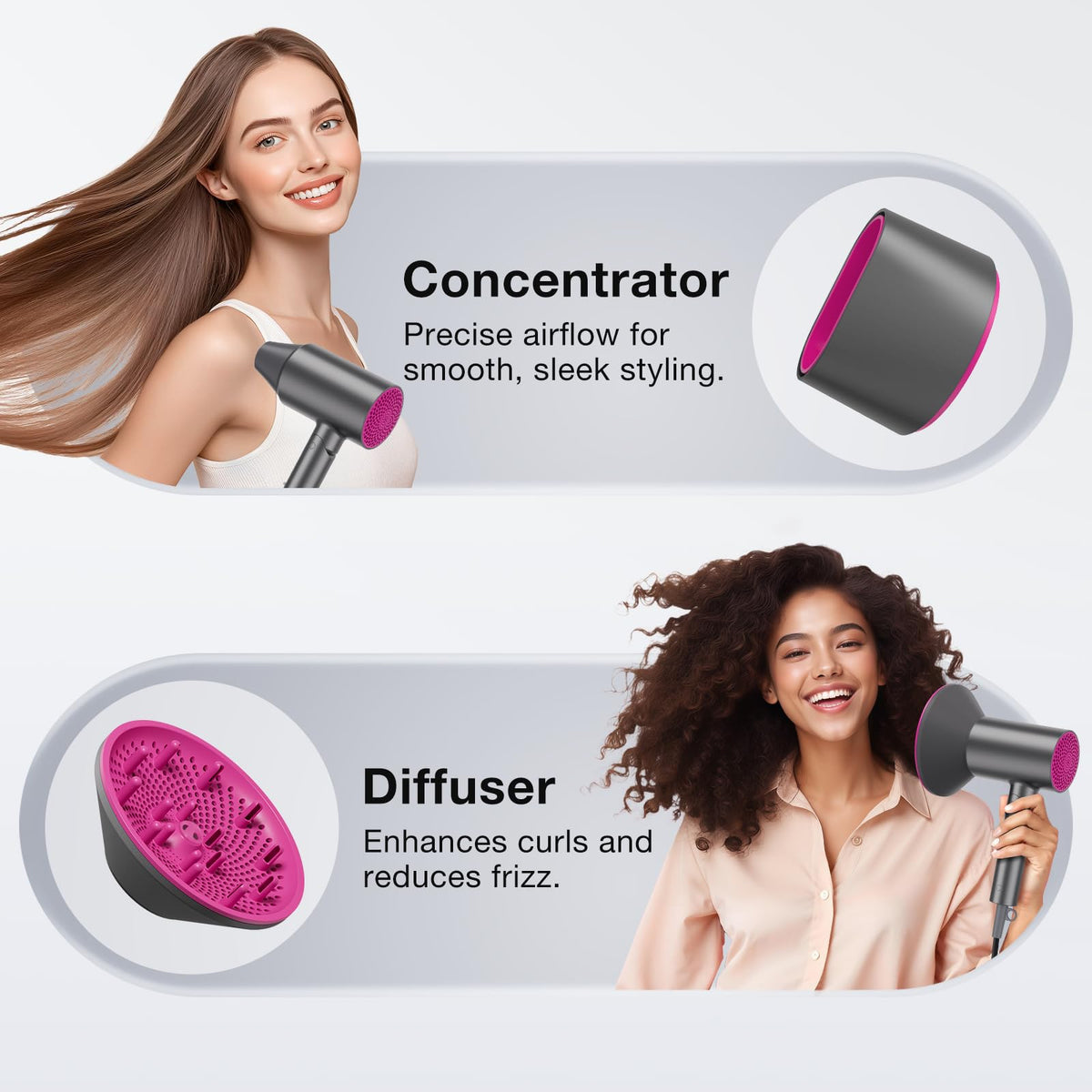 Babonir lightweight hairdryer package box contents including magnetic accessories