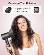 OIMYE ionic hair tool demonstrating the high velocity airflow capability for fast drying