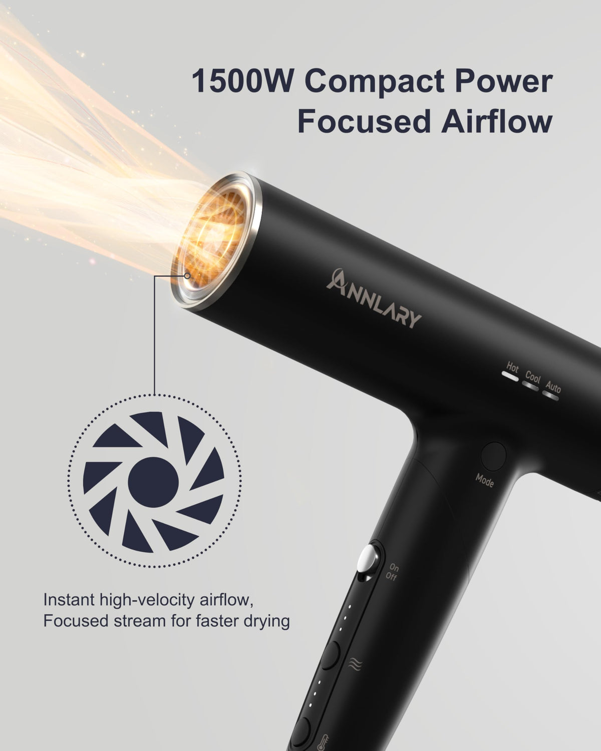 Annlary professional foldable blow dryer for curly hair