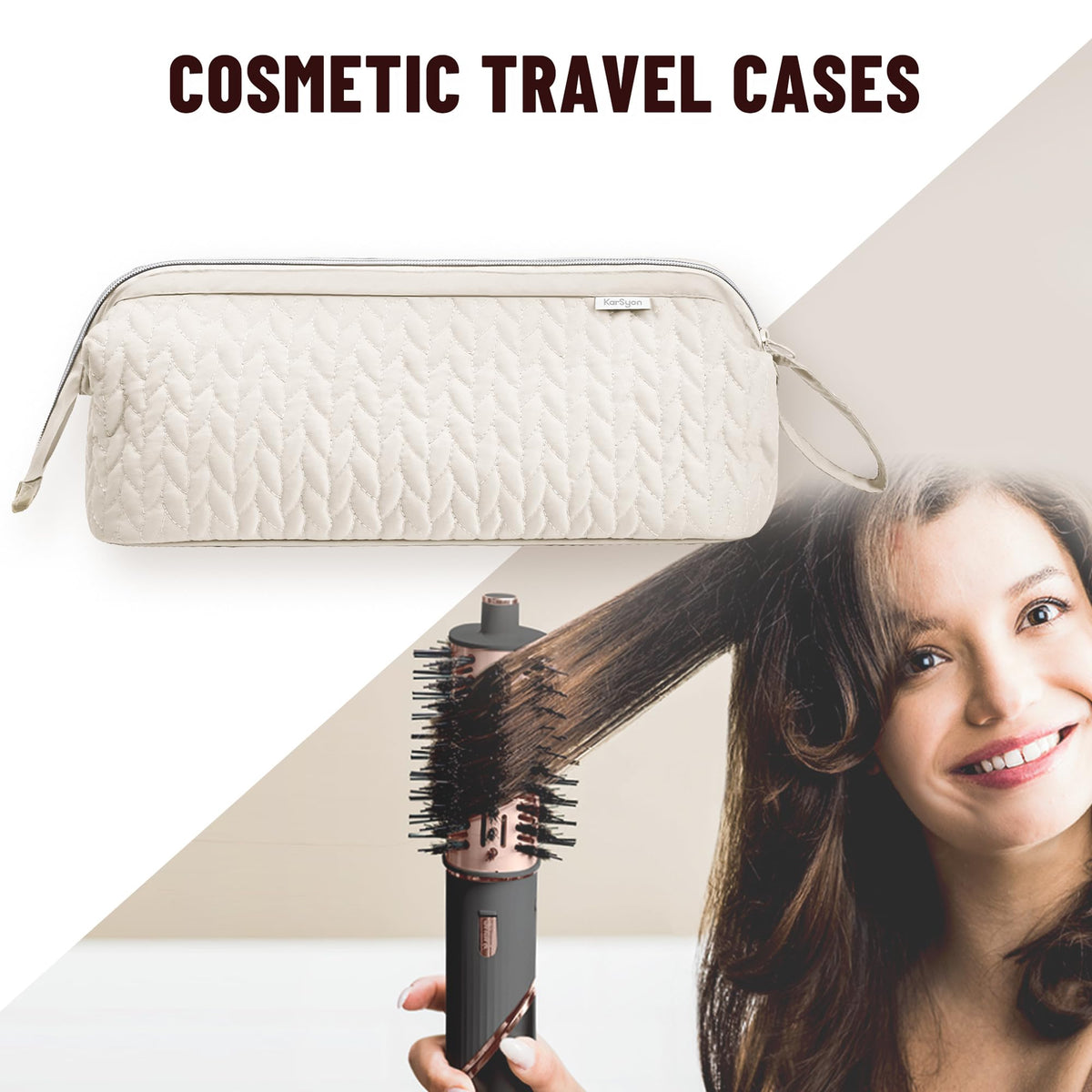 MagiDeal protective cosmetics and hair device organizer showcasing heavy-duty zip puller.