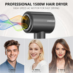 Compact low noise ionic blow dryer highlighting the rear air intake and control buttons