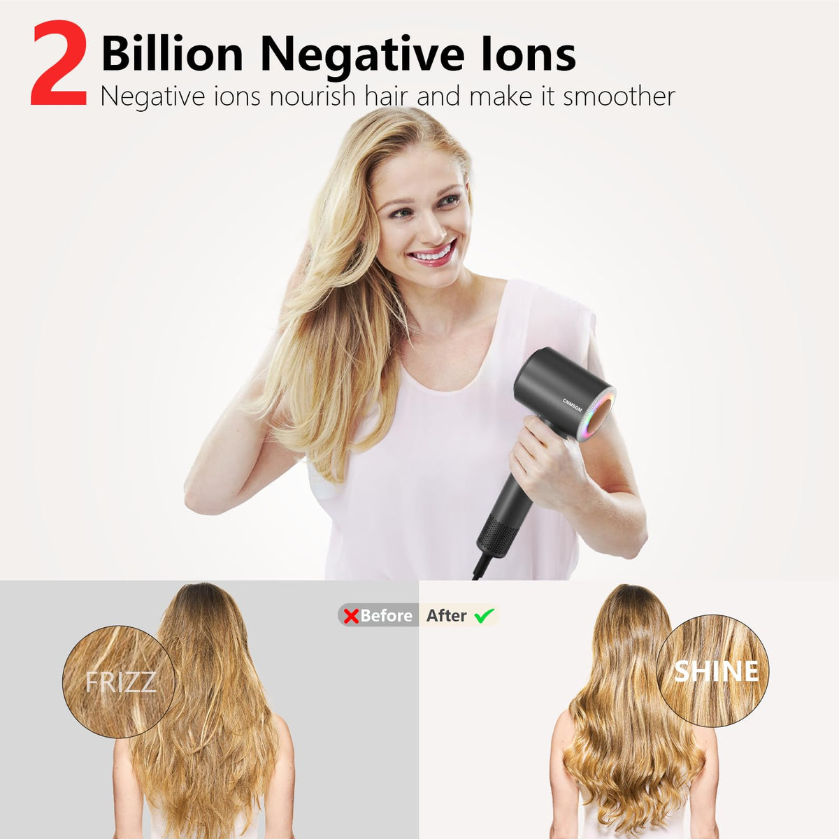 High velocity styling hair tool being used with a magnetic concentrator nozzle