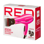 Full packaging view of the USA imported Red by Kiss 2000 watt detangler ceramic dryer.