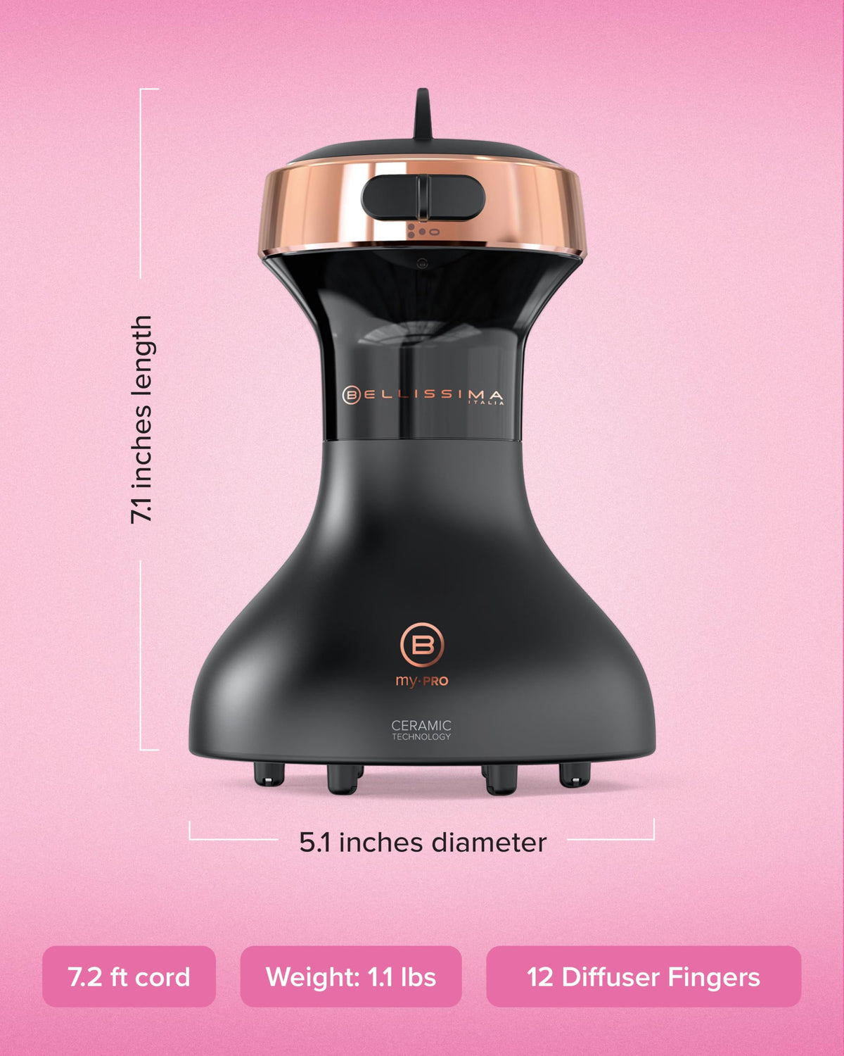 Close up view of the twelve fingers on the integrated diffuser bowl designed for curly hair definition.