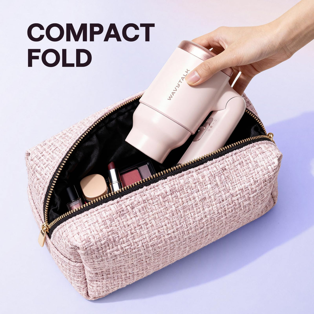 Detachable large diffuser attachment designed for curly hair styling next to the compact Wavytalk hairdryer.