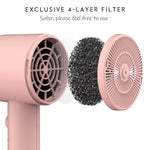 Folded AINA ionic blow dryer showing compact design for travel