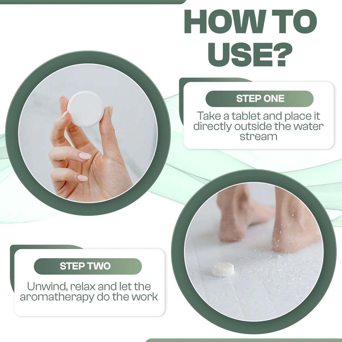 We-Tab relaxation and sinus relief self care kit containing ten individual shower tablets.