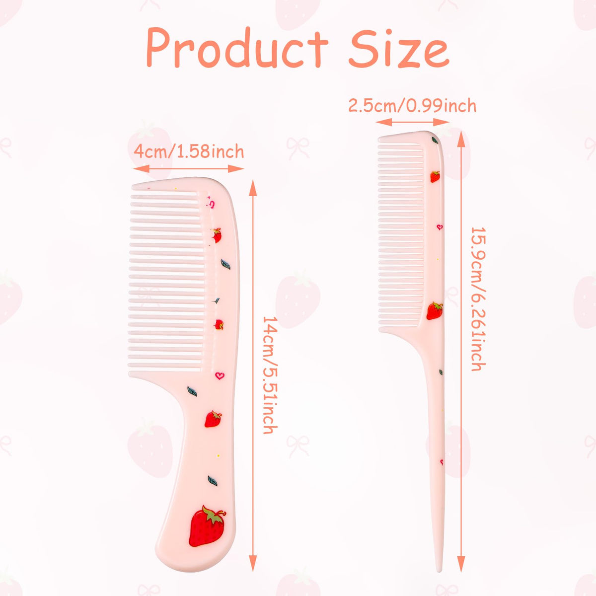 Close up of fine tooth comb with strawberry design