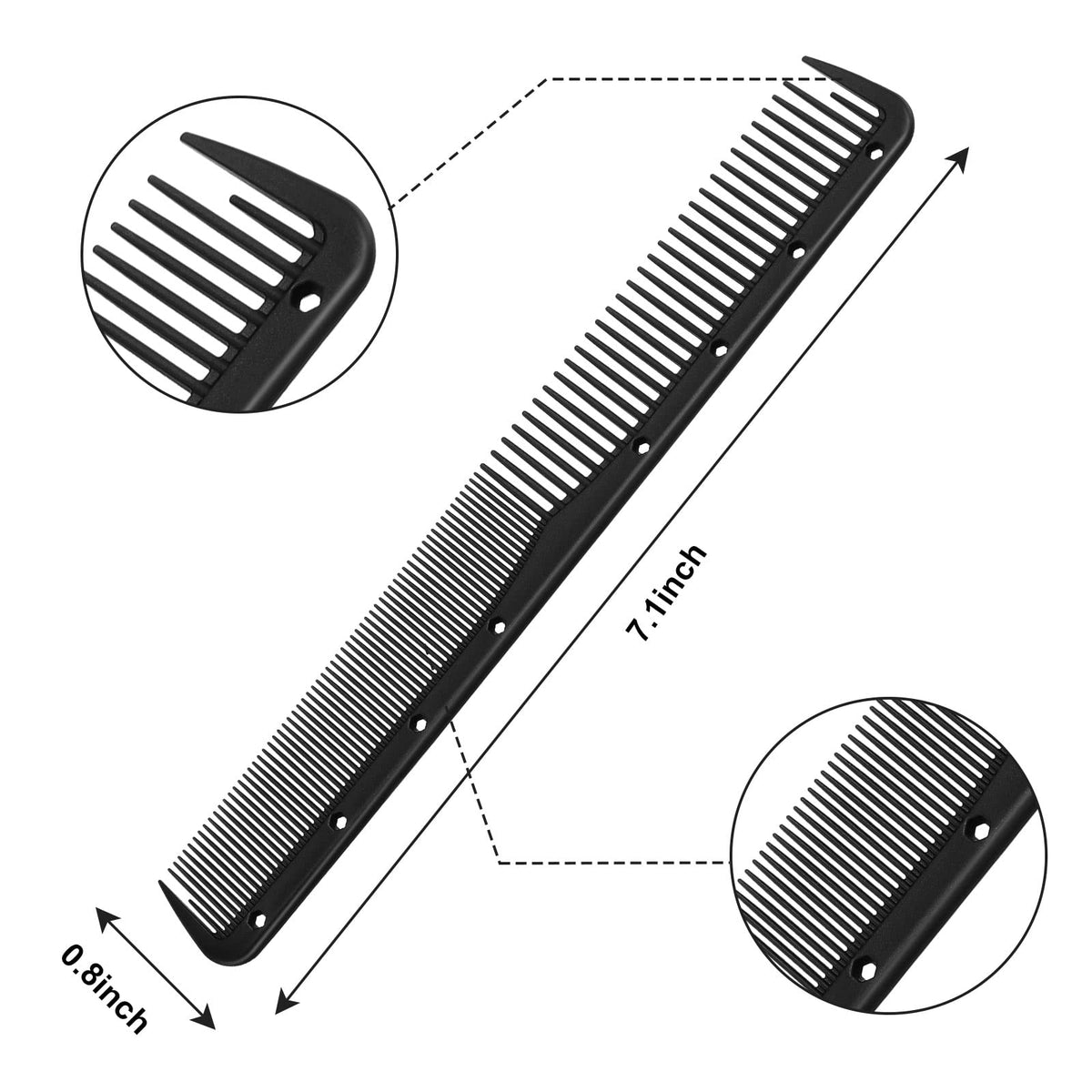 Close up of Leinuosen carbon comb fine and standard teeth