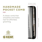 Side profile of Kent FOT fine tooth styling comb