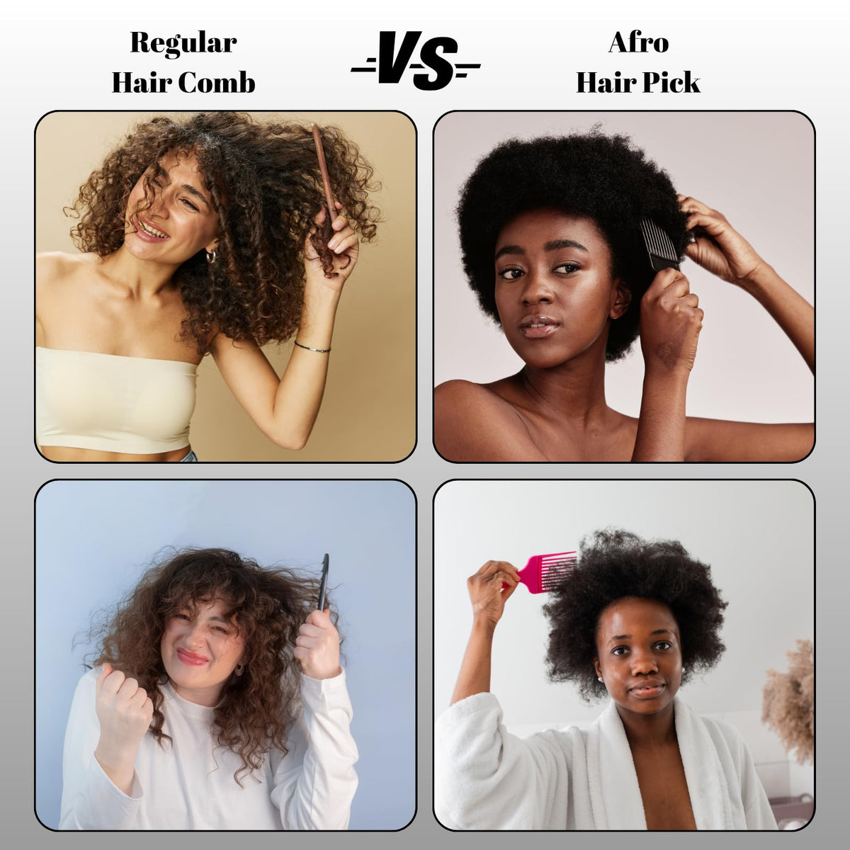 Purple and black afro hair lift picks by Simpor