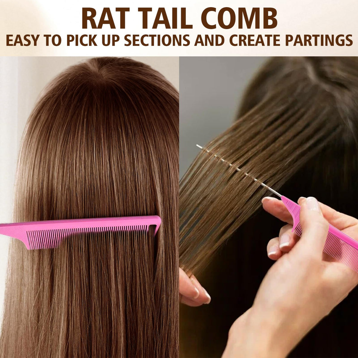 Boar bristle brush smoothing flyaways on ponytail