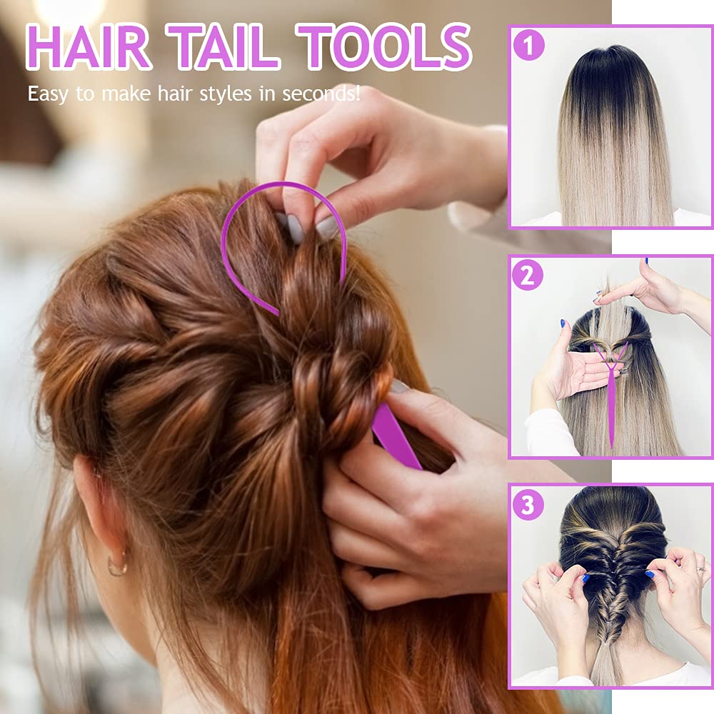 Two plastic hair loop styling tools for braiding