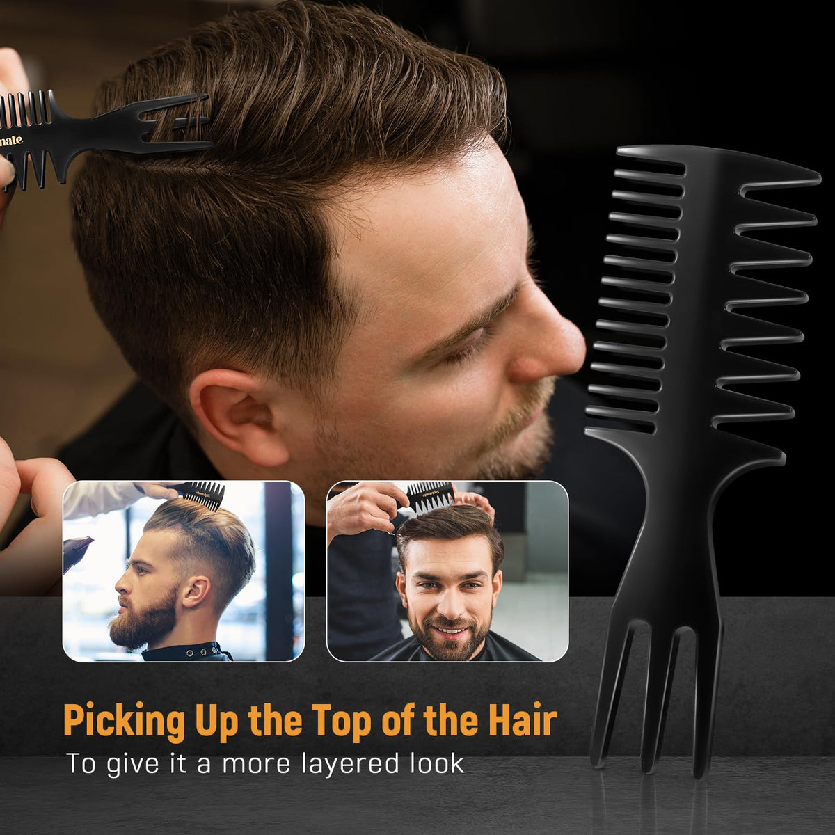 Barber wide tooth texture comb for men grooming