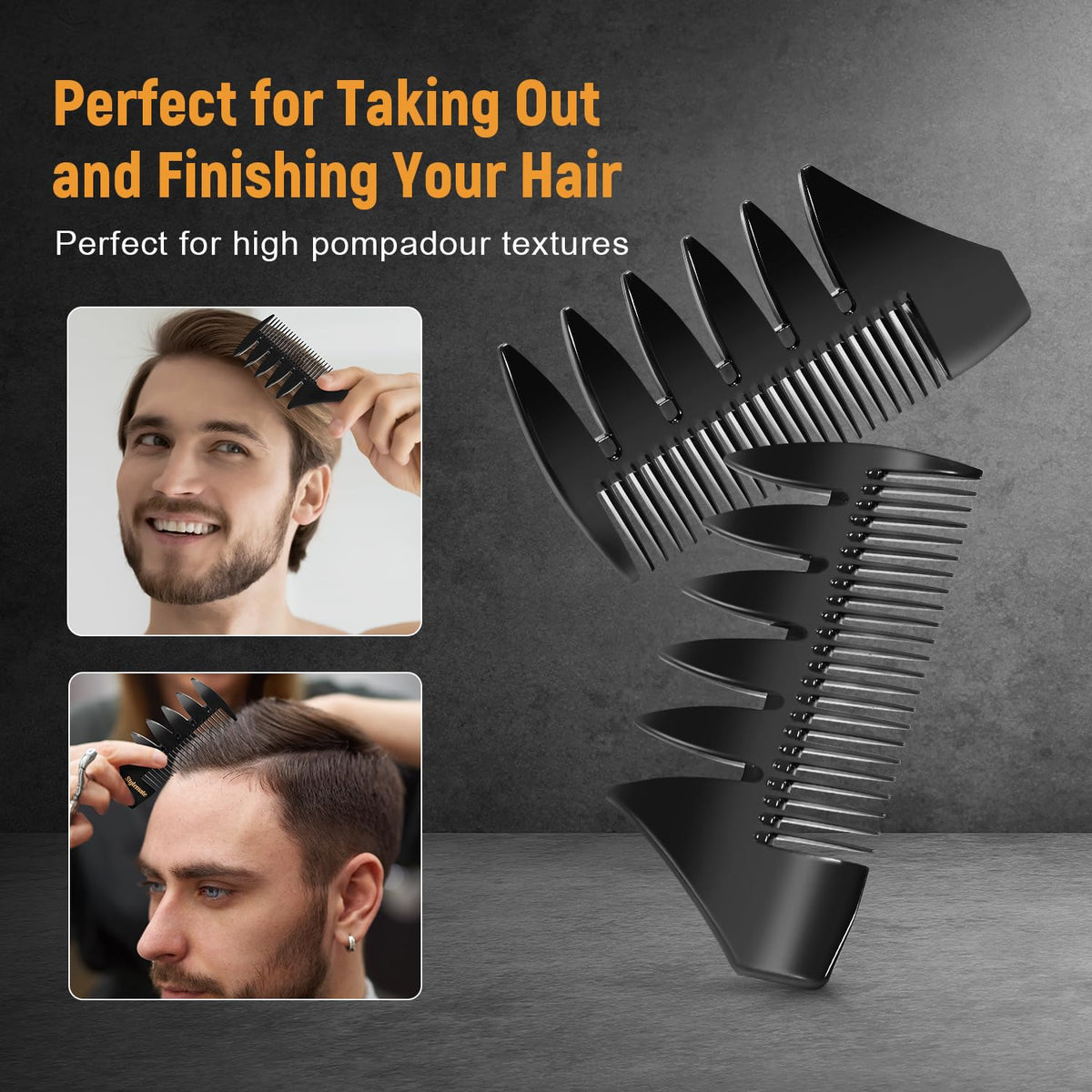 Tail comb for adding volume to pompadour and quiff styles